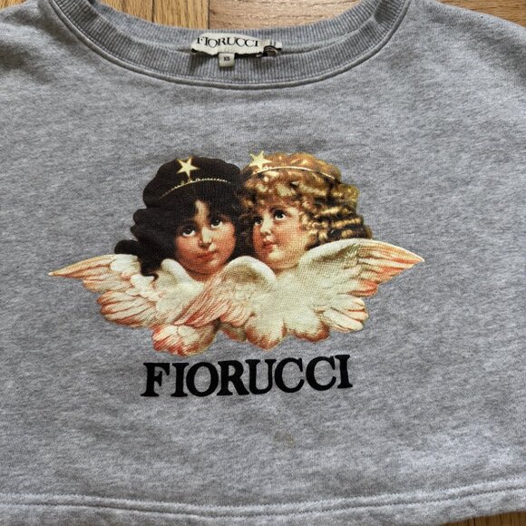 Fiorucci Vintage Angels Cropped Sweateshirt Grey Fleece Sz XS - Picture 6 of 11